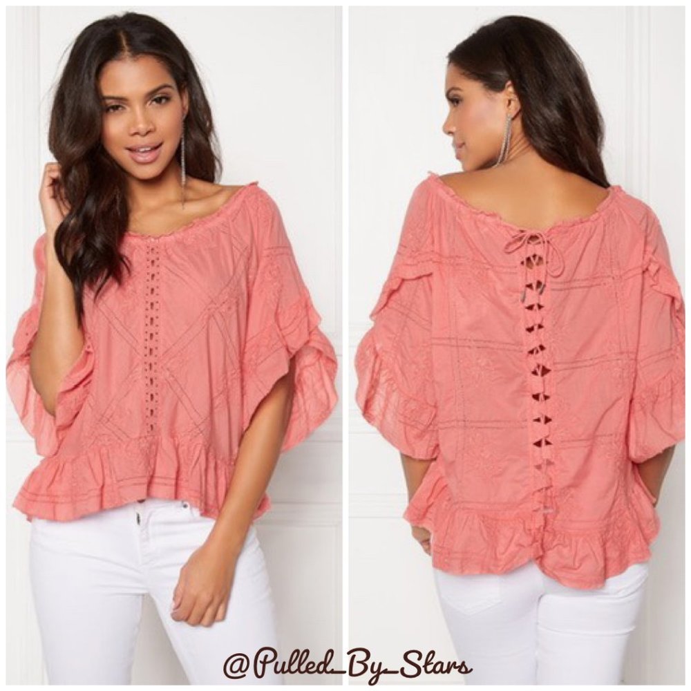 ODD MOLLY Clever Heart Flouncy Blouse in Soft Raspberry Pink - Size M - NWT!